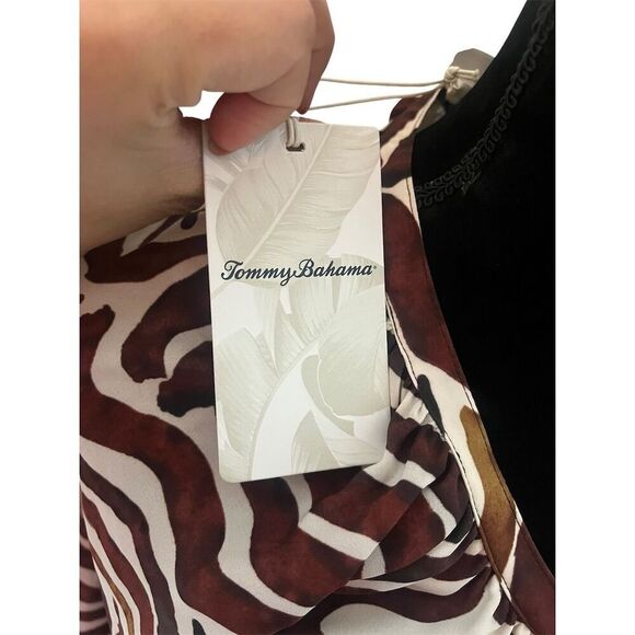 NWT TOMMY BAHAMA FUN ZEN ZEBRA PRINTED MIDI DRESS BROWN/TAN WOMENS SIZE SMALL - Picture 13 of 13